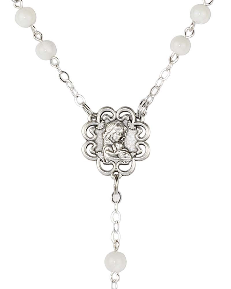 Marienrosenkranz Perlmutt 6 mm Ø antik versilbert