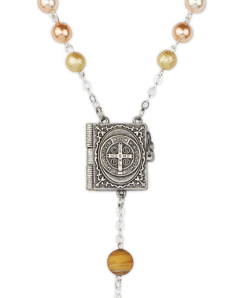 Rosenkranz St. Benedigt Bohemia Perlen 8 mm  Ø mit Buch