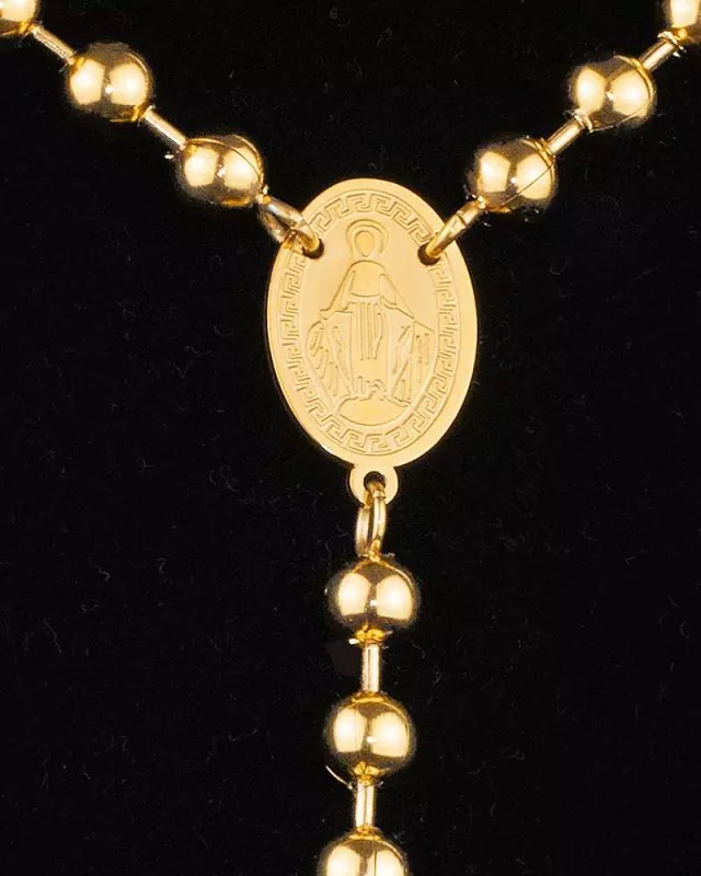 Rosenkranz Edelstahl vergoldet, Perlen 5 mm Ø