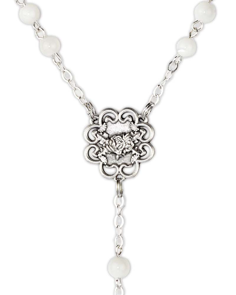 Marienrosenkranz Perlmutt 6 mm Ø antik versilbert