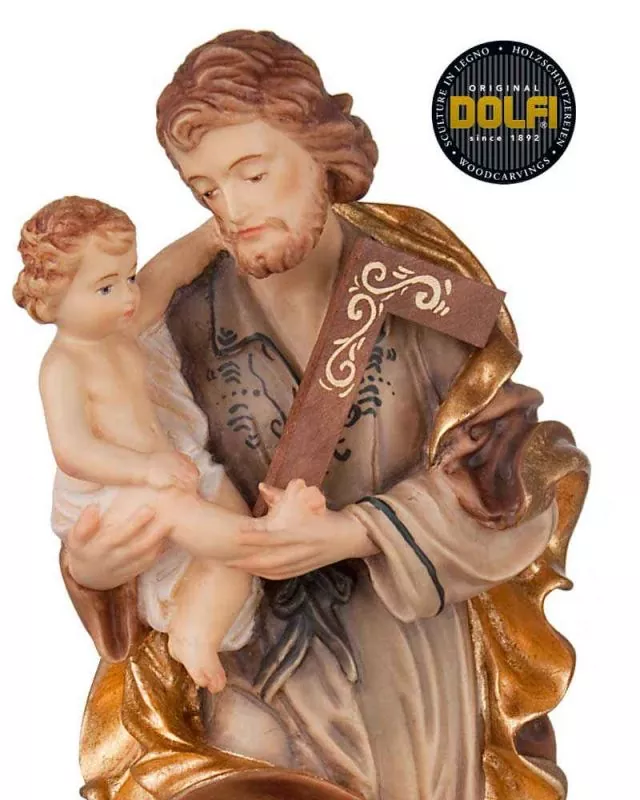 Hl. Josef mit Kind, Figur 20 cm holzgeschnitzt handkoloriert
