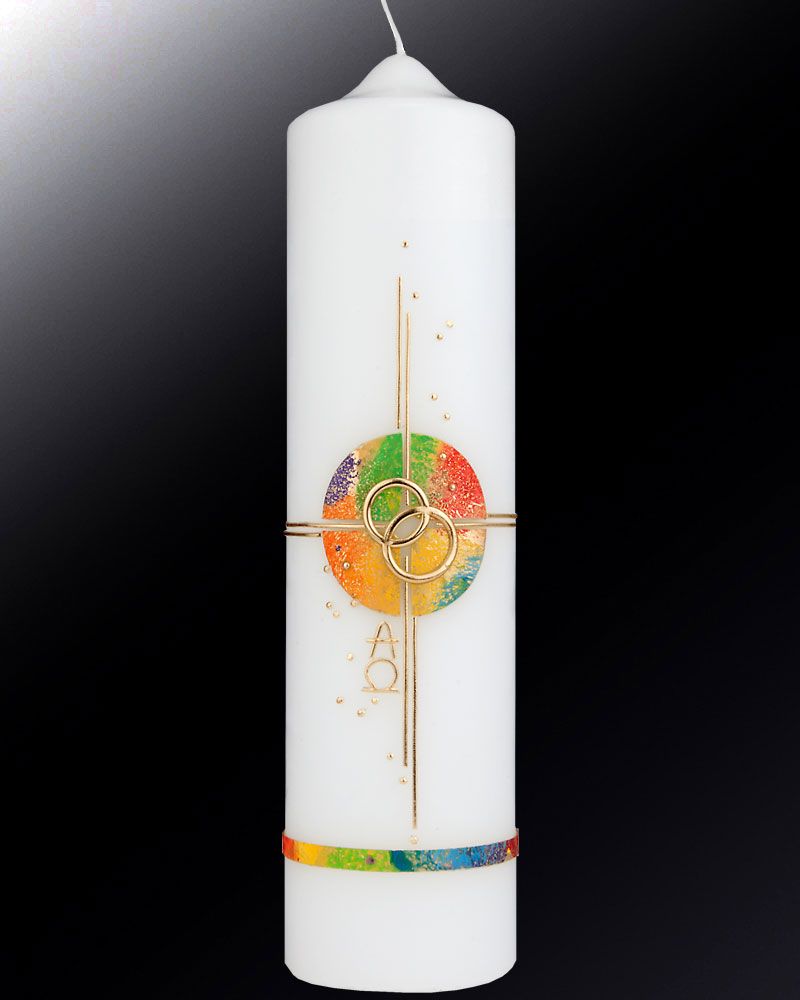 Hochzeitskerze 275 x 70 mm "Vivat" - Kreuz & Ringe