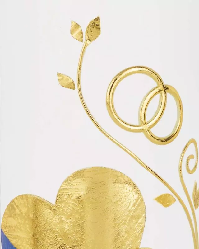 Hochzeitskerze 275x70 mm bunte Herzen gold verziert