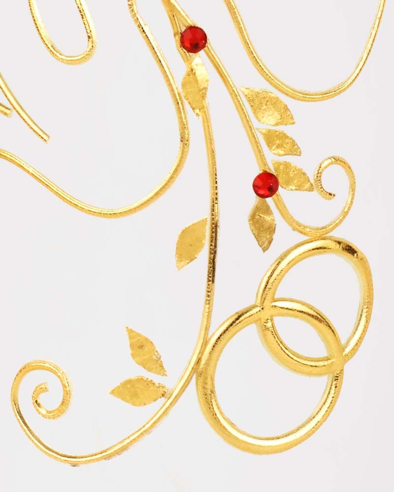 Hochzeitskerze 275 x 80 mm Tauben geschwungen gold