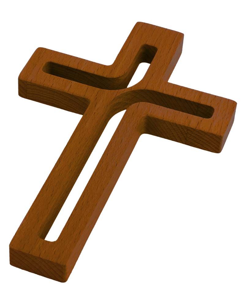 Holzkreuz Buche natur, 12 x 18 cm  durchbrochen