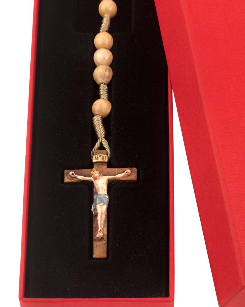 Rosenkranz geschnitzt Holzperlen natur 8 mm Ø