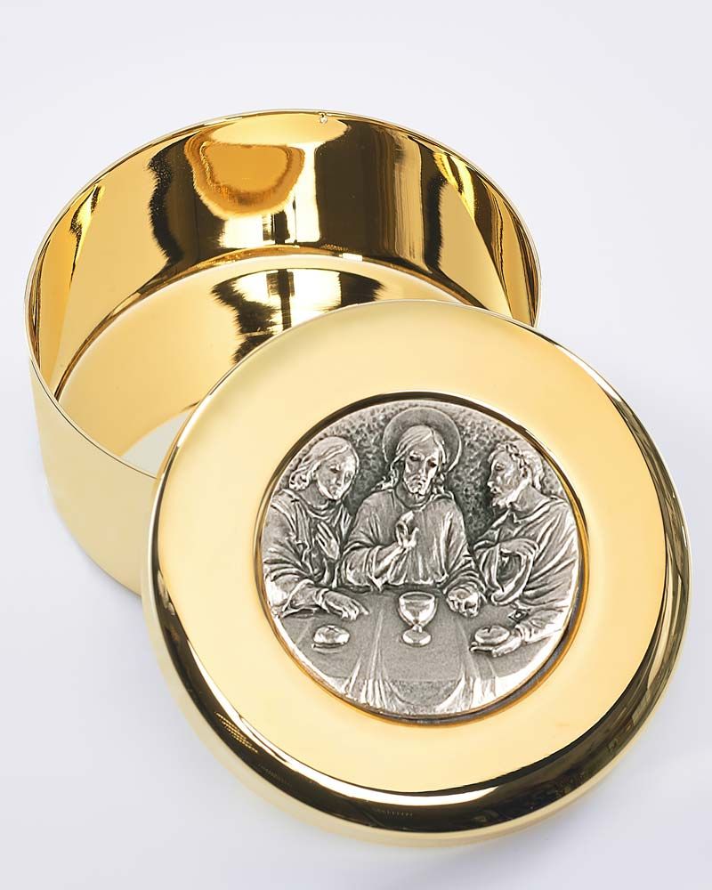 Hostiendose Dekor "Abendmahl" 4 cm hoch, 8 cm Ø