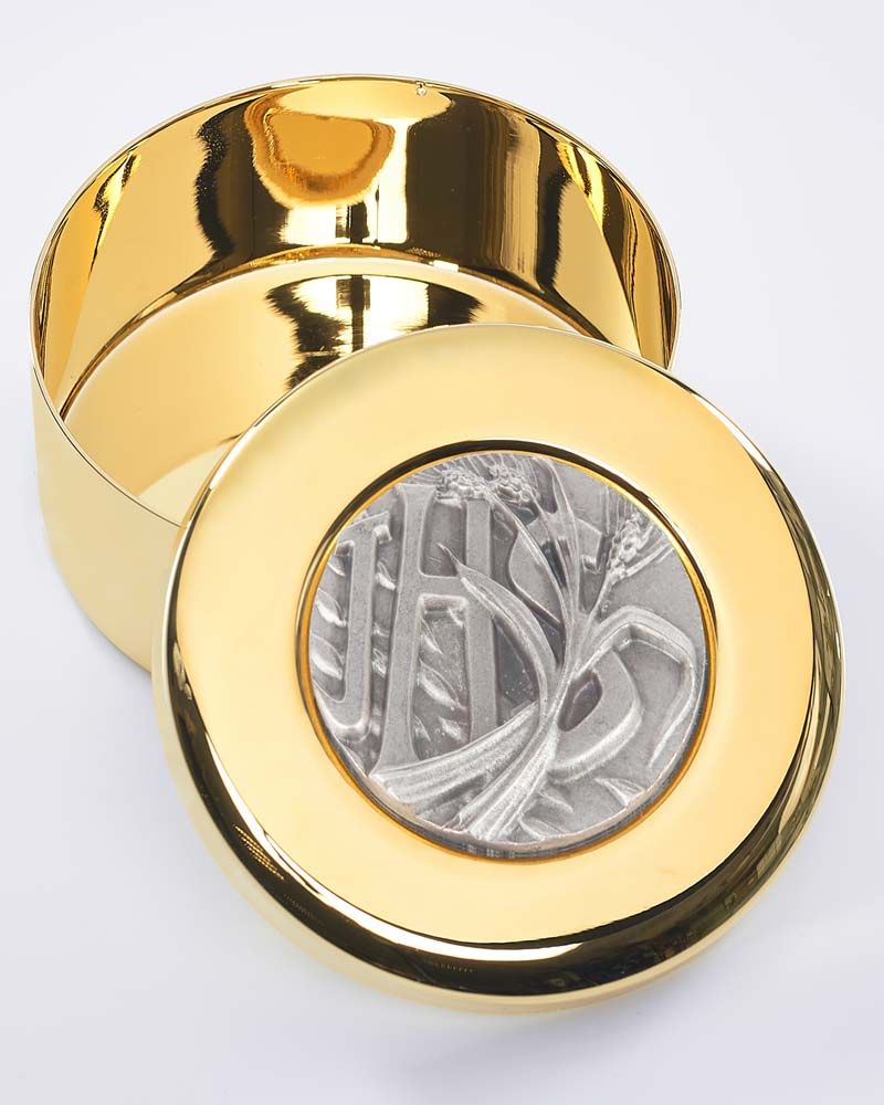 Hostiendose IHS Gravur, Ähren 4 cm hoch, 8 cm Ø