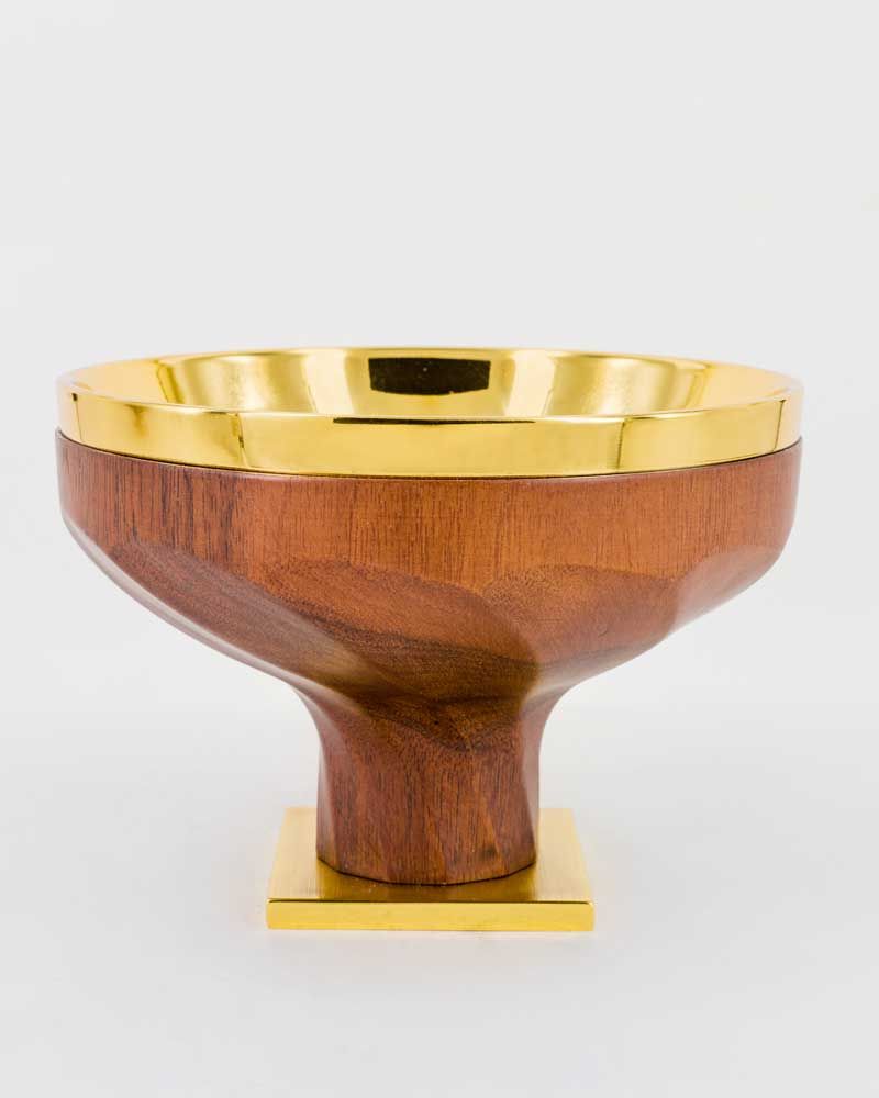 Hostienschale 12 cm Ø verg. mit Holzummantelung