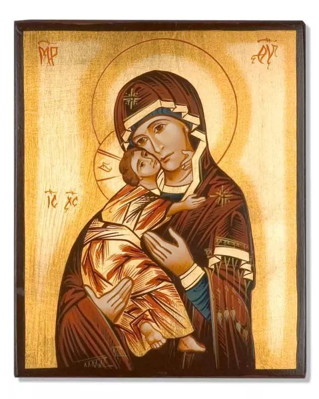 Ikone Madonna mit Kind, handgemalt 18 x 22 cm