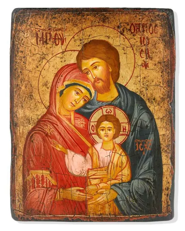 Ikone Heilige Familie handgemalt 14 x 18 cm