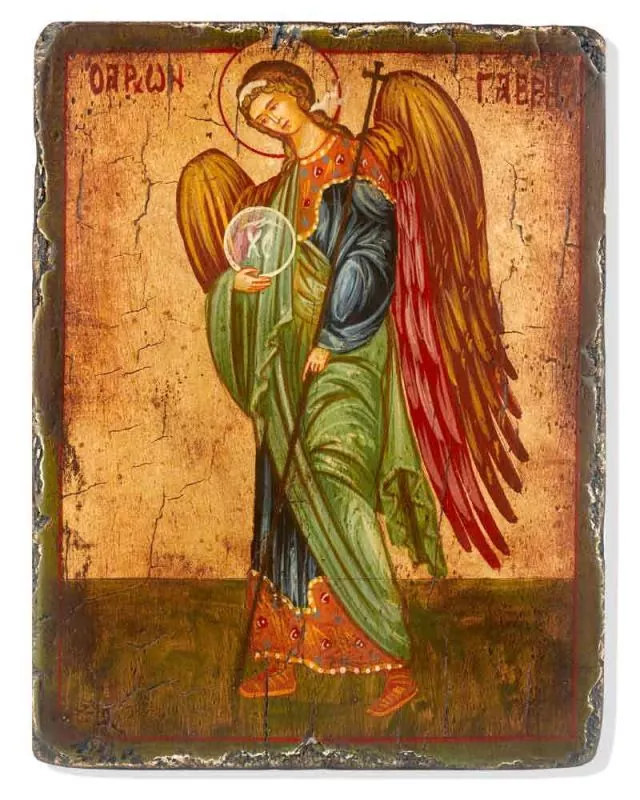 Ikone Erzengel Gabriel handgemalt, 14 x 18 cm