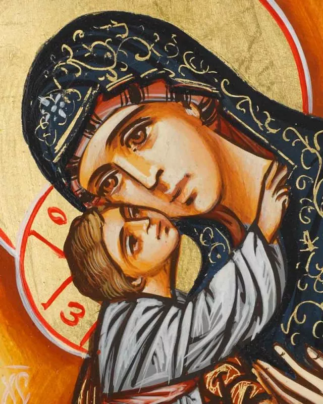 Ikone Madonna mit Kind 22 x 18 cm handgemalt
