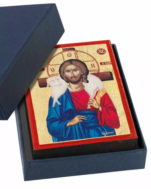 Ikone Der gute Hirte Siebdruck, 7 x 10 cm