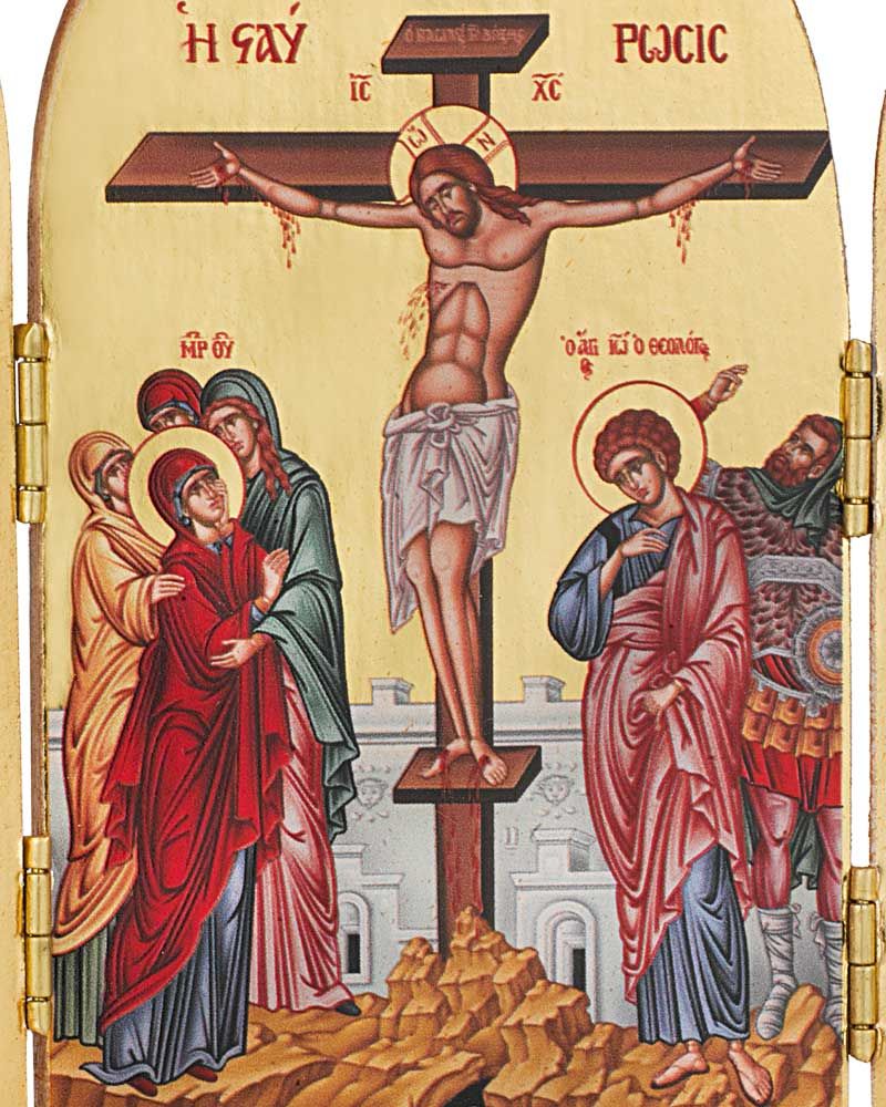 Tryptich Ikone 11,5x13 cm Jesu Kreuzigung