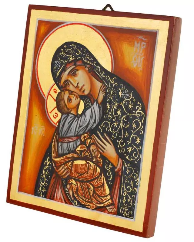 Ikone Madonna mit Kind 22 x 18 cm handgemalt