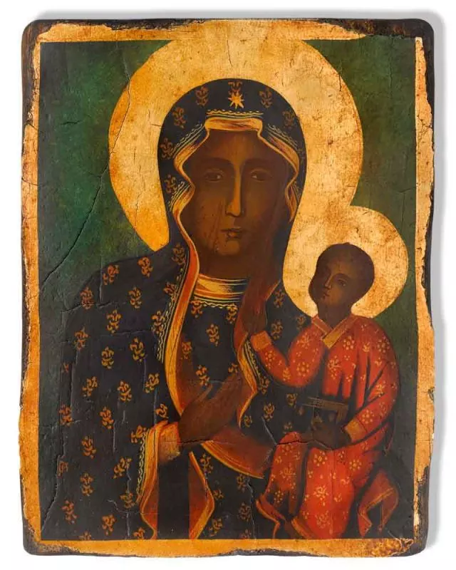 Schwarze Madonna mit Kind 14 x 18 cm handgemalt