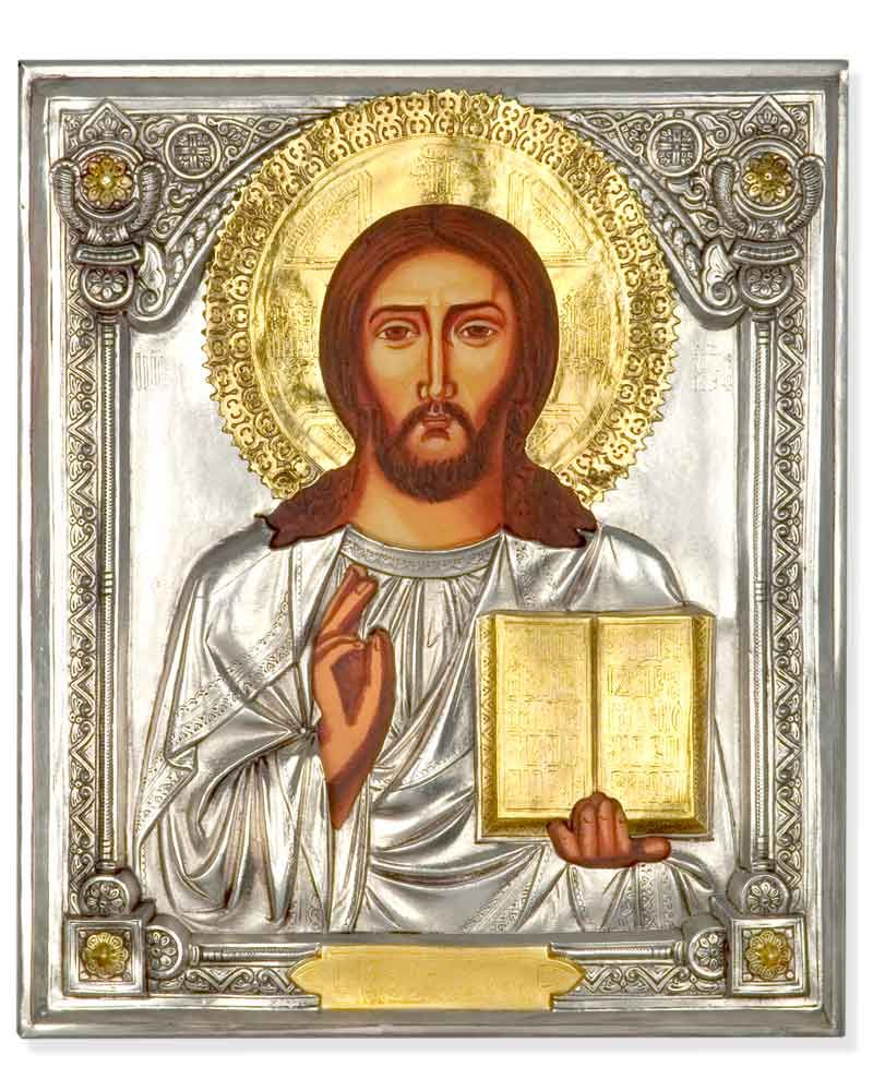 Ikone Pantokrator 31 x 27 cm  Metalloklad