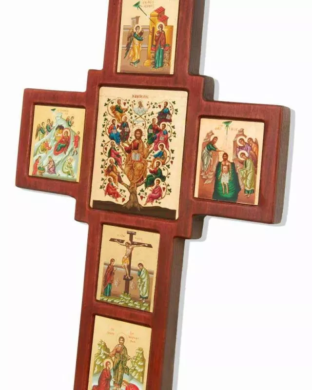 Ikonenkreuz 34 x 23 cm Siebdruck Leben Jesu