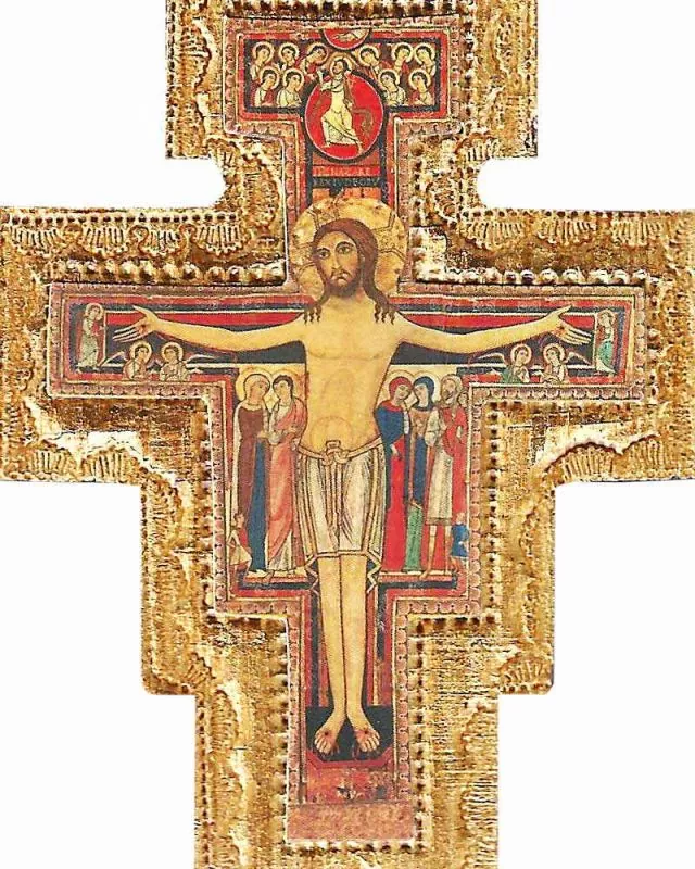 Franziskuskreuz 7 x 10 cm Holzkreuz mit Kunstdruck