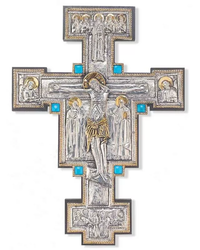 Franziskuskreuz 31 x 22 m mit 6 Türkis-Edelsteinen