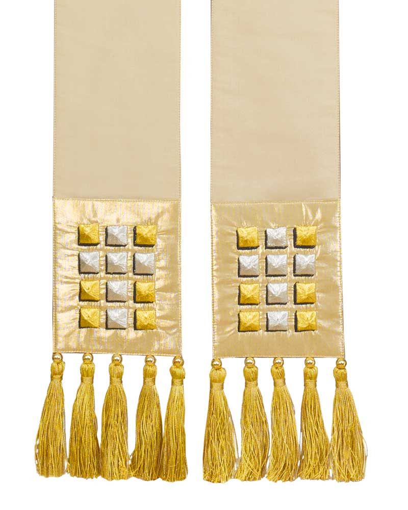 Kasel gold mit Mittelstab und Innenstola 135 cm