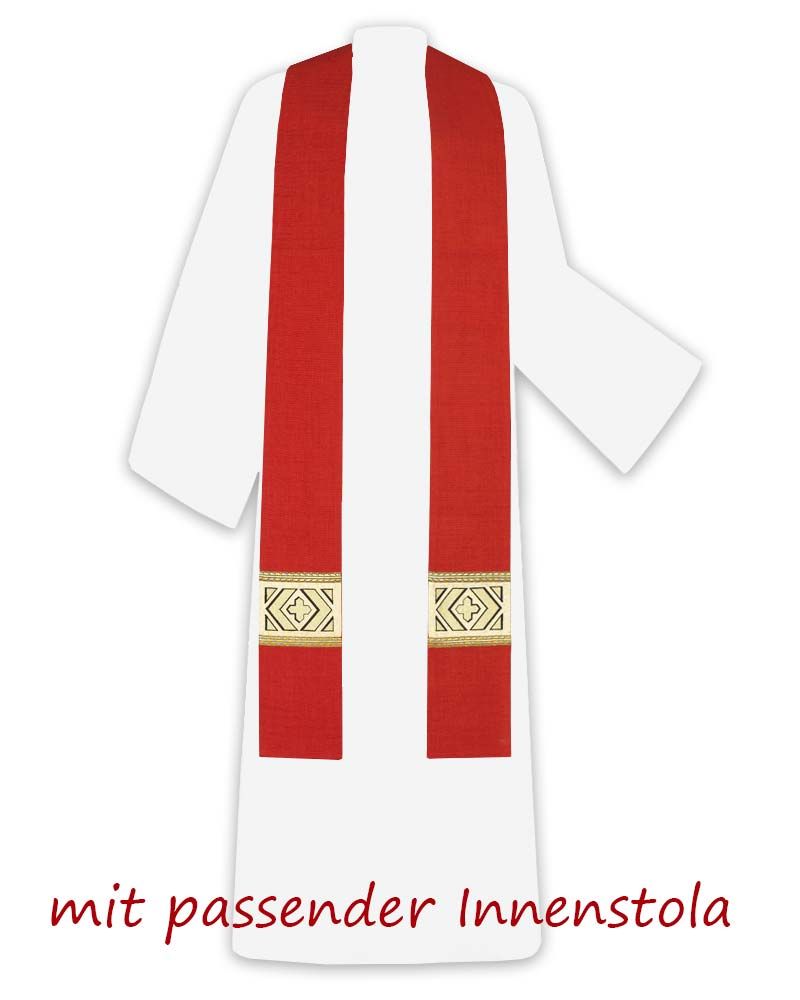 Kasel rot mit Kragen, 125 cm lang, 154 cm breit