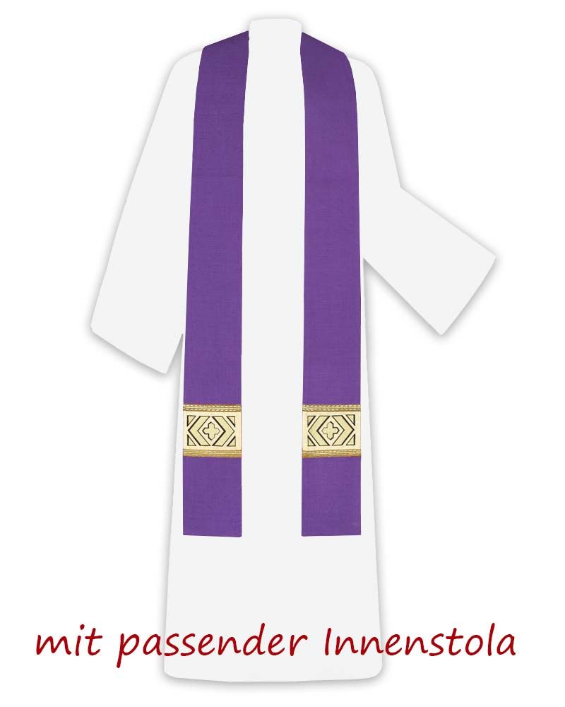 Kasel violett mit Kragen, 125 cm lang, 154 cm breit