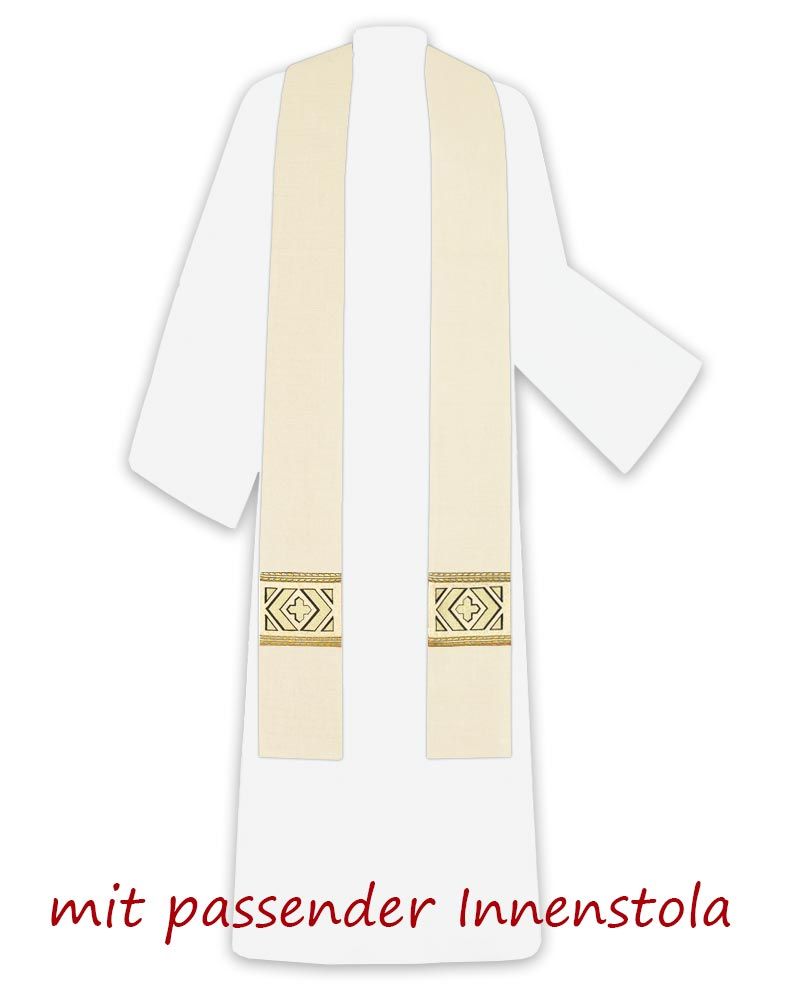 Kasel weiß mit Kragen, 125 cm lang, 154 cm breit