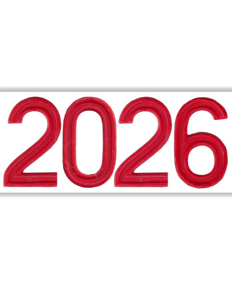 Jahreszahl 2026 Wachs rot für Osterkerze, 3,5 cm hoch