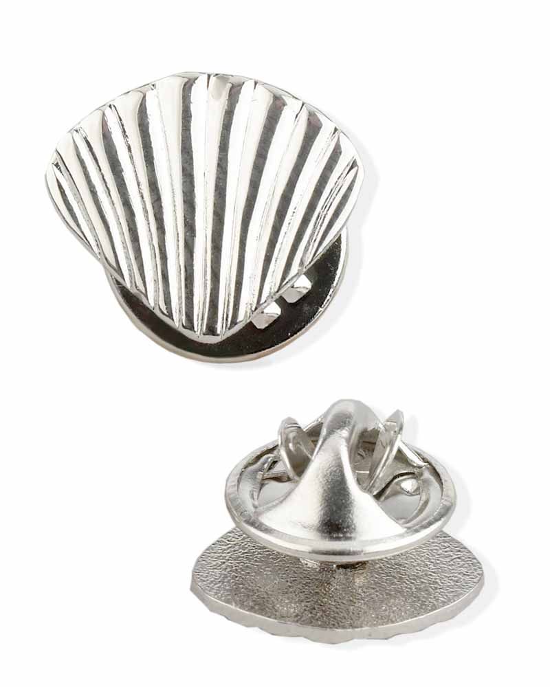 Jakobs- Muschel als Pin silberfarbig 15 mm