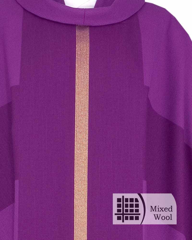 Kasel violett  Blockkreuz Goldstreifen gefüttert 138cm