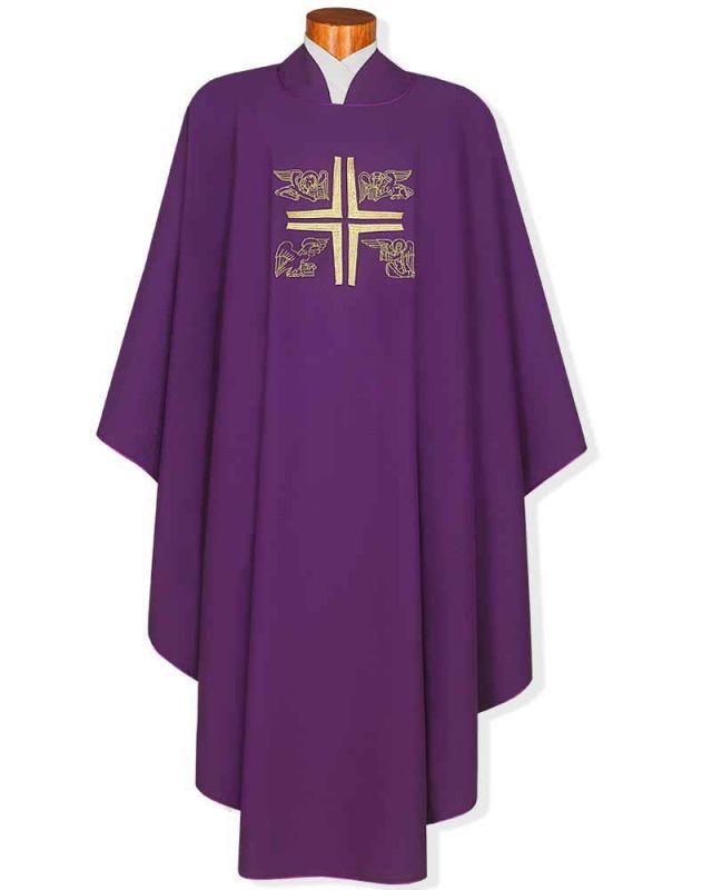 Kasel violett  mit gesticktem Symbol 4 Evangelisten