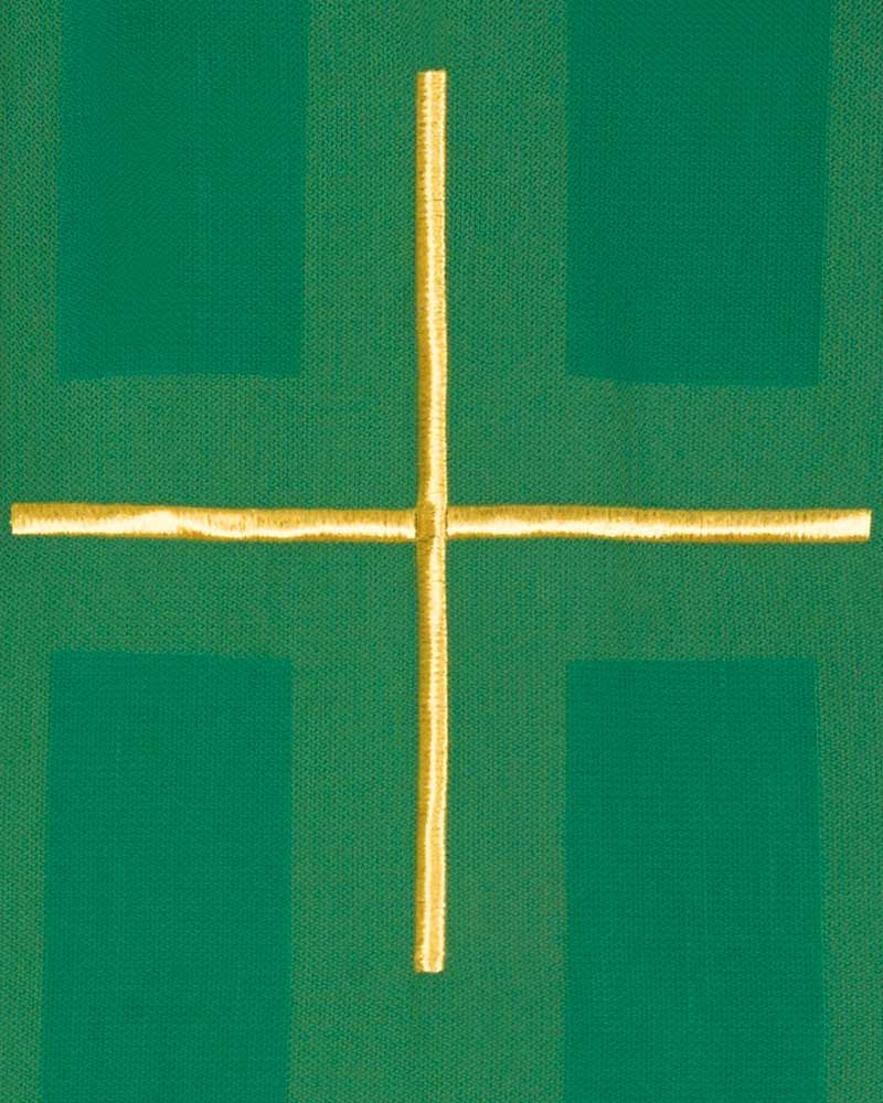 Kasel grün mit gold gesticktem Kreuz, Rundkragen Kasel grün mit gold gesticktem Kreuz, Rundkragen