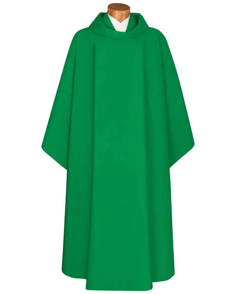 Kasel grün 130 x 150 cm Trevira Wolle Schalkragen