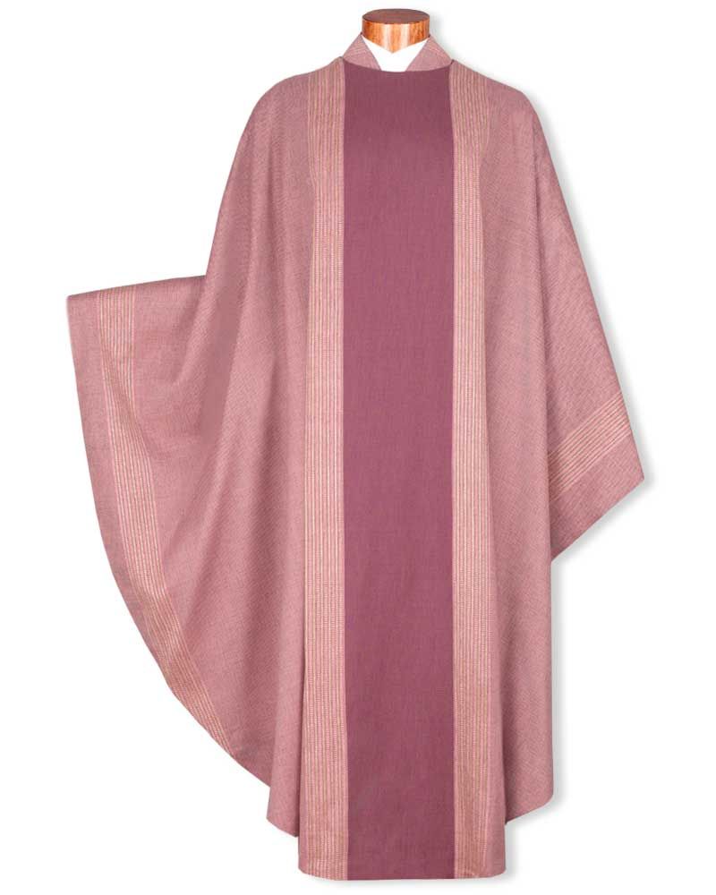 Messgewand rosa 138 cm mit Goldstreifeneinwebe