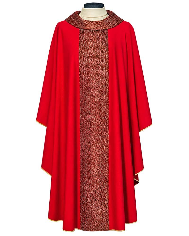 Kasel rot mit Rundkragen 132 x 170 cm mit Mittelstab