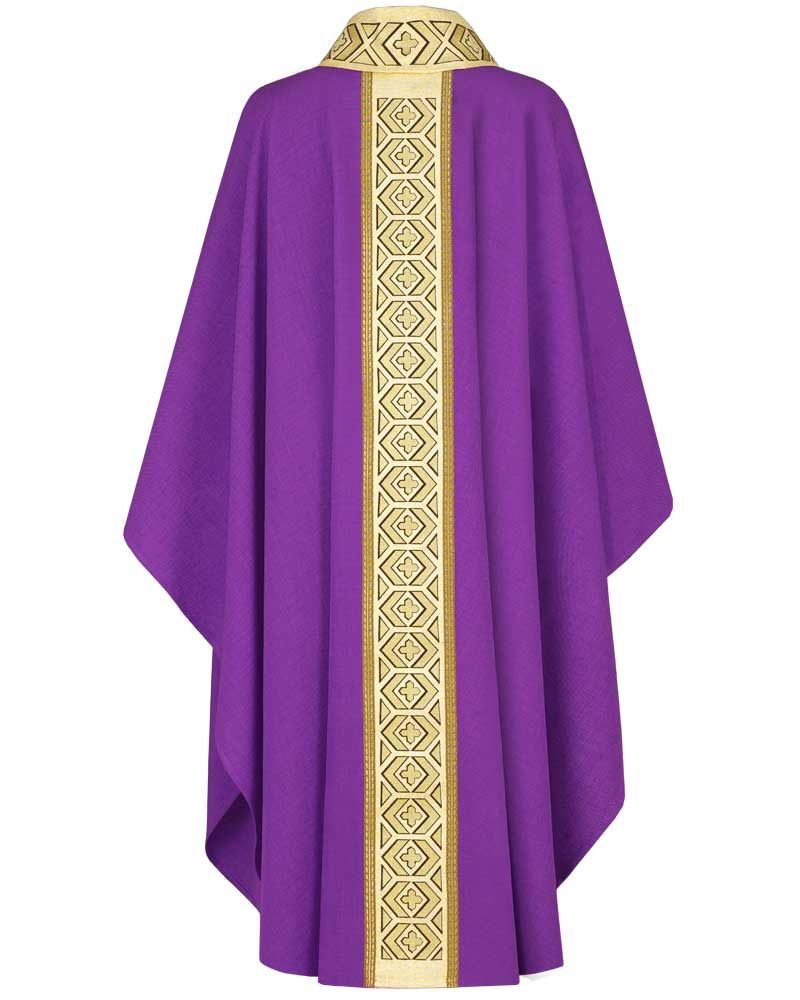 Kasel violett mit Kragen, 125 cm lang, 154 cm breit