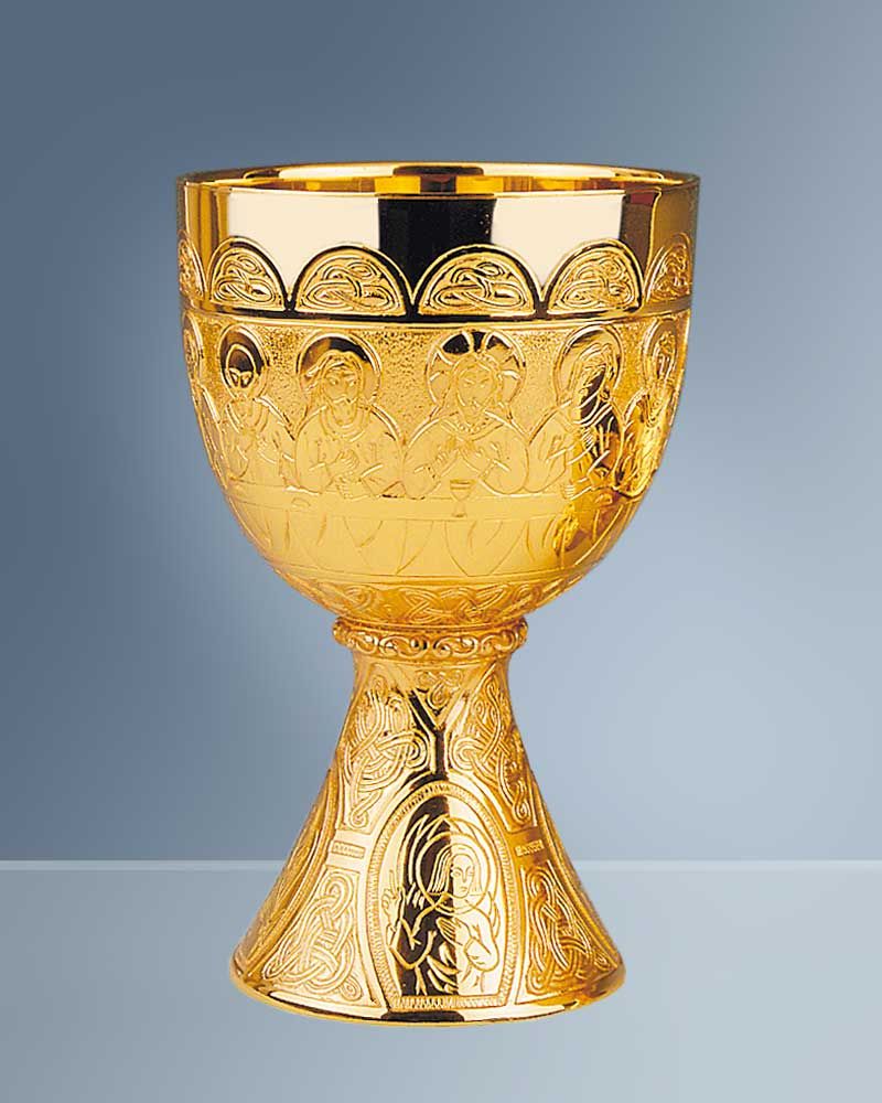 Kelch 17cm, Gravur Abendmahl Kirchenbedarf