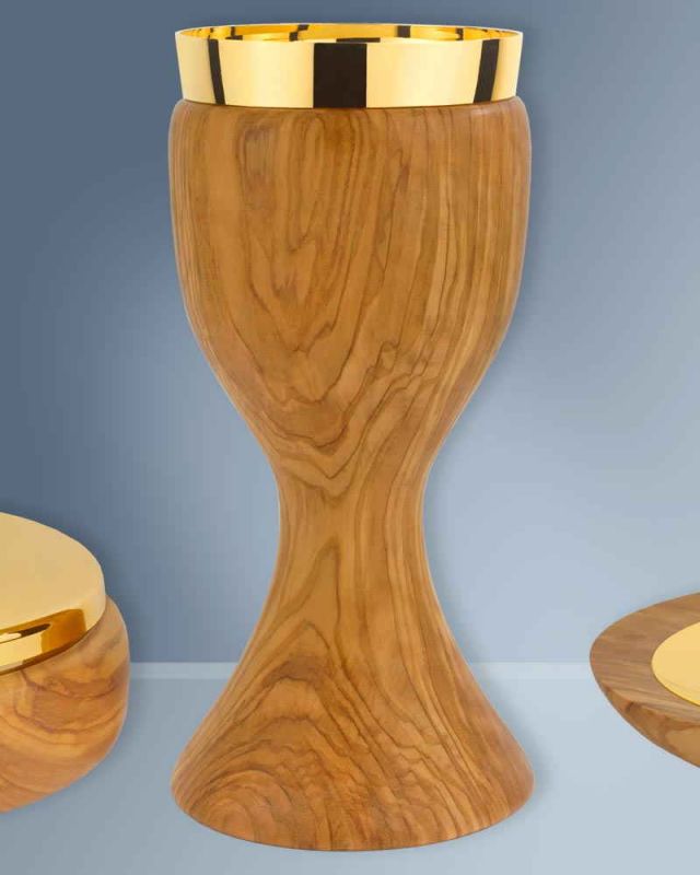 Kelch aus Olivenholz 21 cm hoch mit Einsatzcuppa