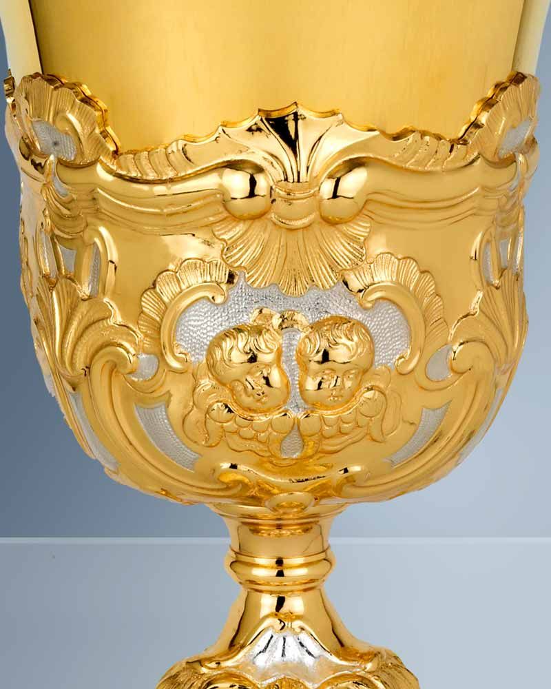 Barockkelch 27 cm hoch vergoldet, zierversilbert Barockkelch 27 cm hoch vergoldet, zierversilbert