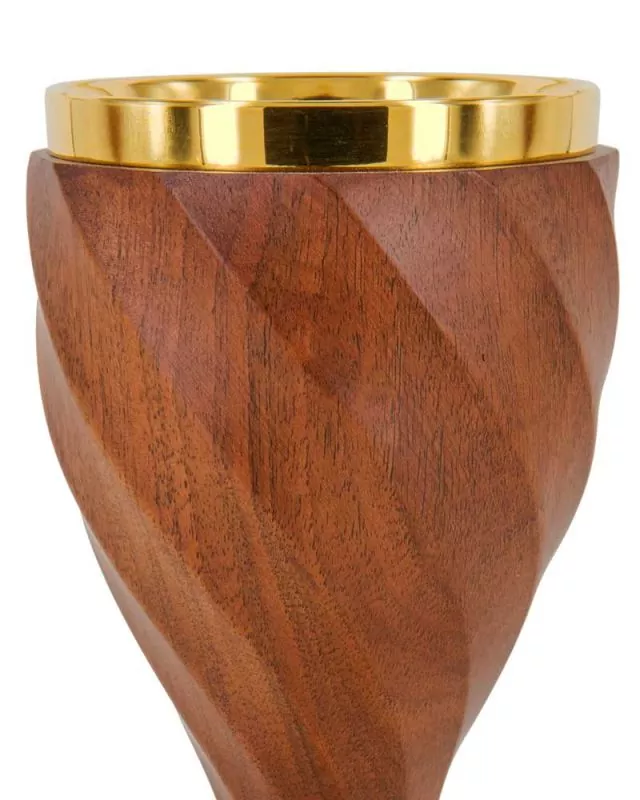 Kelch Holzummantelung 21 cm Cuppa innen vergoldet
