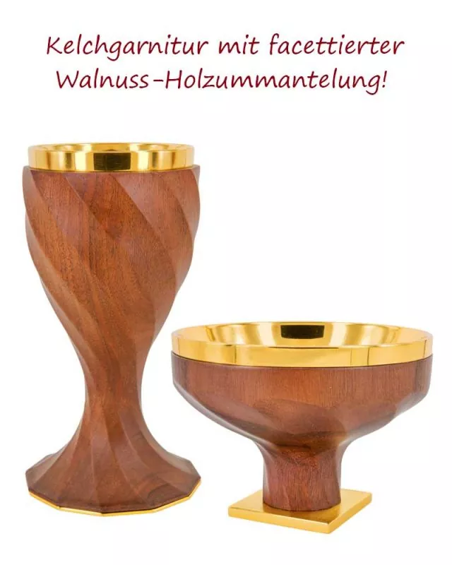 Kelch Holzummantelung 21 cm Cuppa innen vergoldet
