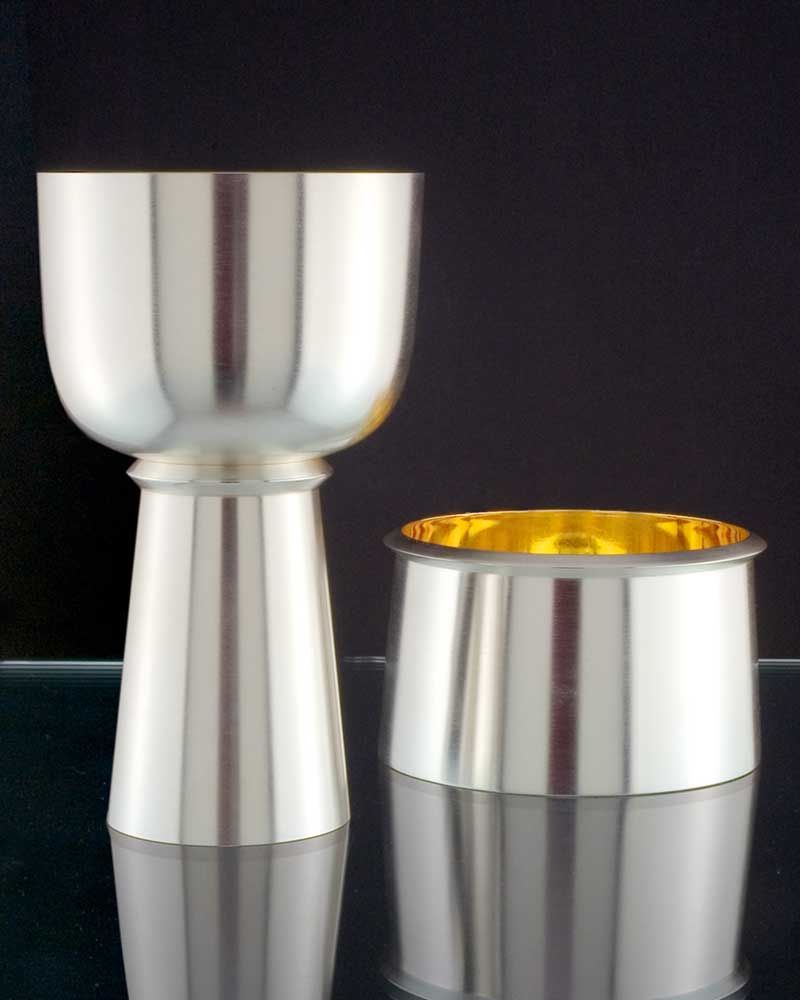 Hostienschale 12,5 cm Ø versilbert, innen vergoldet