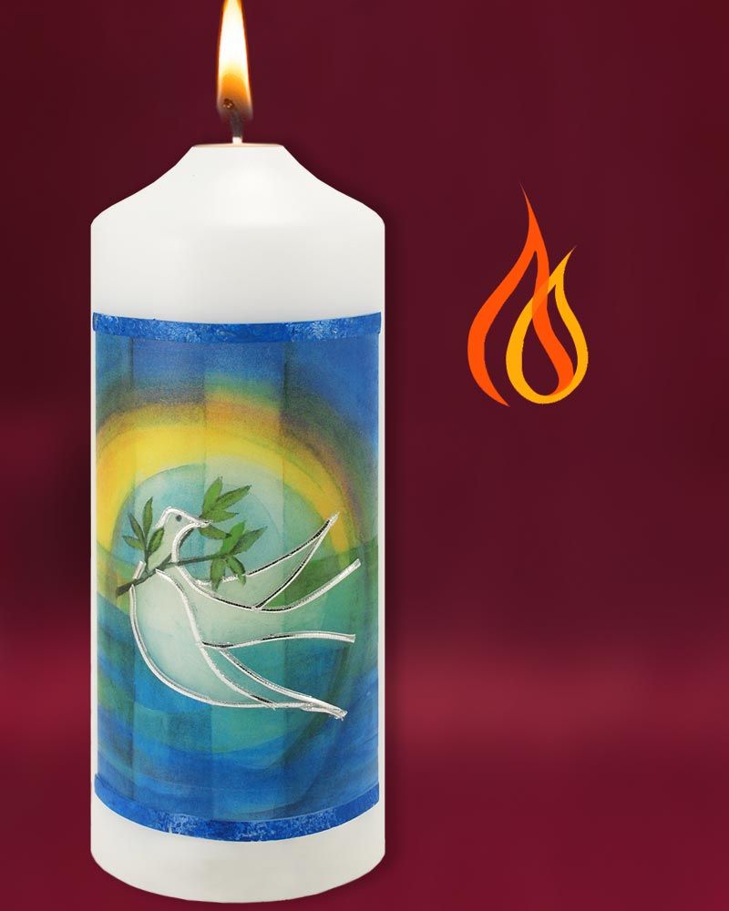 Tischkerze "Hoffnung" m. hl. Geist Taube 60 x 165 mm