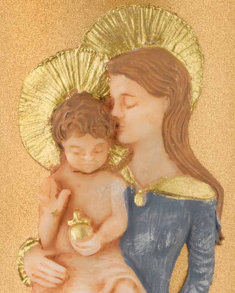 Madonnen Kerze 300x80 mm verziert mit Maria mit Kind
