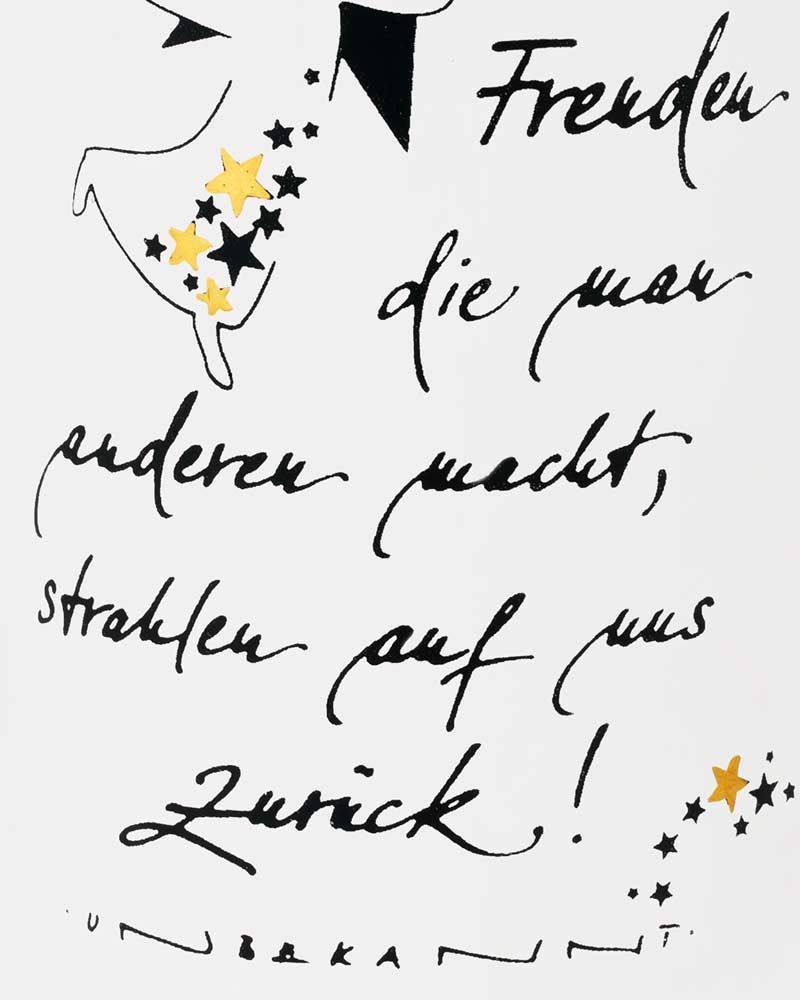 Poesie-Kerze 140 x 70 mm Spruch "Freude..." bemalt