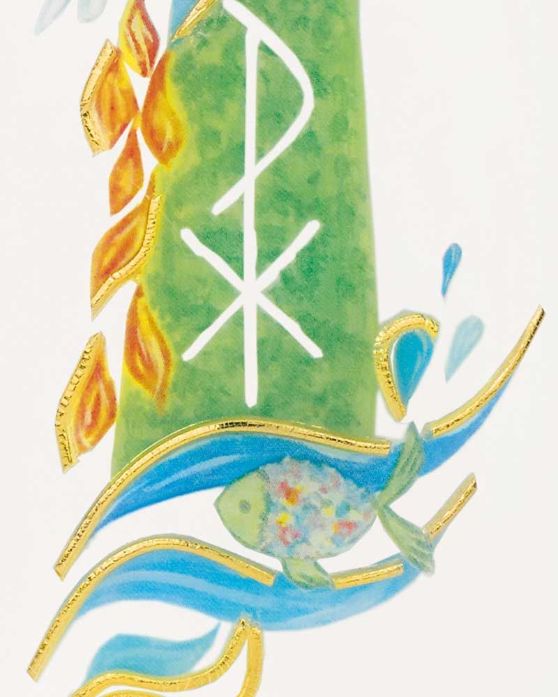 Osterkerze 225 x 70 mm "Schöpfung" Handarbeit