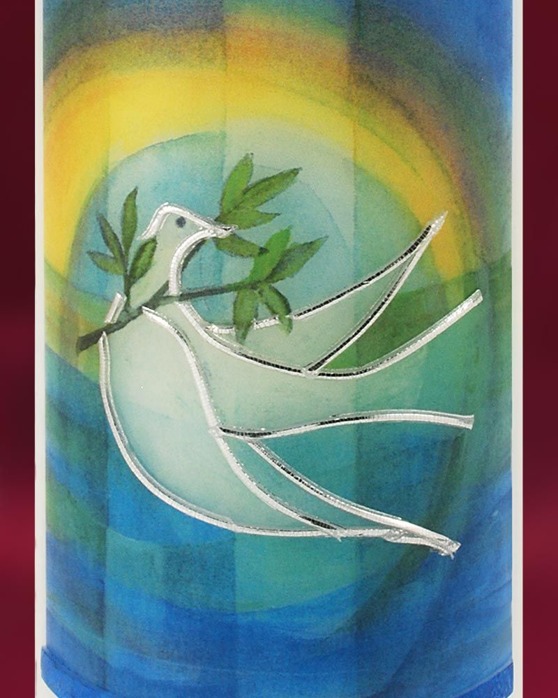 Tischkerze "Hoffnung" m. hl. Geist Taube 60 x 165 mm