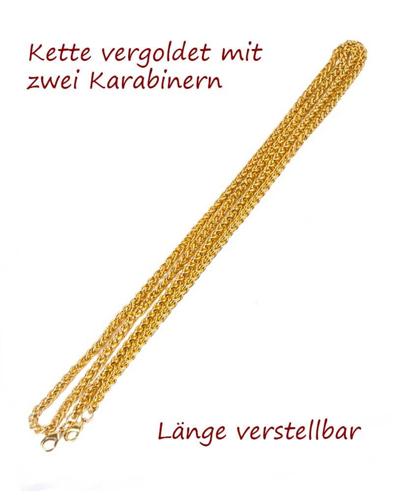 Bischofskreuz 9,1 x 6,7 cm vergoldet mit Kette, im Etui